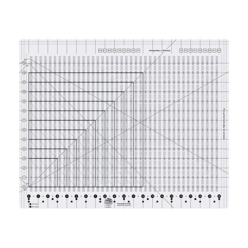 Creative Grids Stripology XL Slotted Quilting Ruler - CGRGE1XL â€“ Made in USA, 17-3/4in x 22in, Non-Slip Grip Extra Large Acrylic Fabric Strip Cutting, Sewing, Crafting, Patchwork Ruler & Template - Image 1